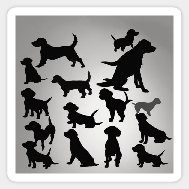 Puppies Shadow Silhouette Anime Style Collection No. 85 Sticker by cornelliusy